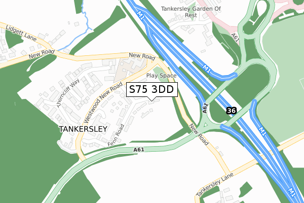 S75 3DD map - large scale - OS Open Zoomstack (Ordnance Survey)