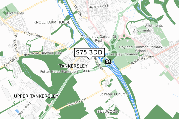 S75 3DD map - small scale - OS Open Zoomstack (Ordnance Survey)