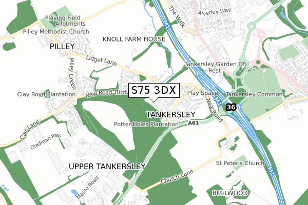 S75 3DX map - small scale - OS Open Zoomstack (Ordnance Survey)