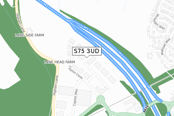 S75 3UD map - large scale - OS Open Zoomstack (Ordnance Survey)