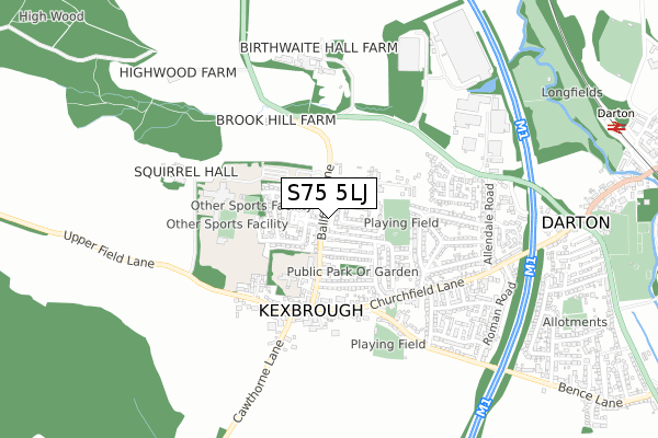 S75 5LJ map - small scale - OS Open Zoomstack (Ordnance Survey)