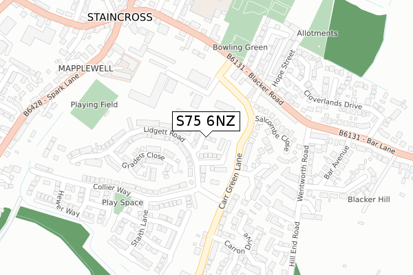 S75 6NZ map - large scale - OS Open Zoomstack (Ordnance Survey) S75 6NZ map - large scale - OS Open Zoomstack (Ordnance Survey)