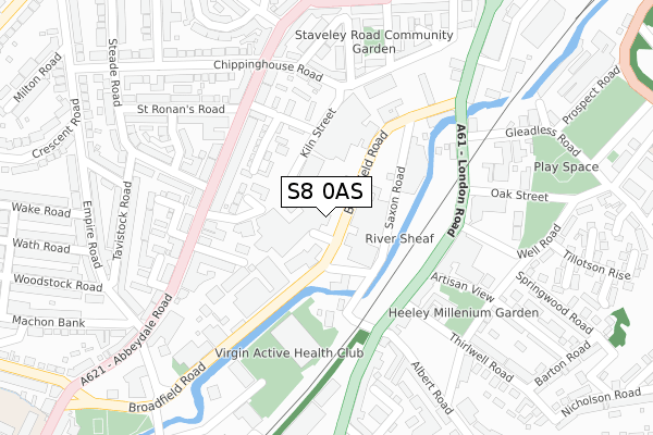 S8 0AS map - large scale - OS Open Zoomstack (Ordnance Survey)