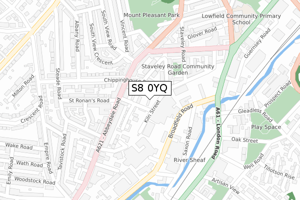 S8 0YQ map - large scale - OS Open Zoomstack (Ordnance Survey)
