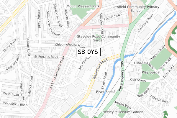 S8 0YS map - large scale - OS Open Zoomstack (Ordnance Survey)