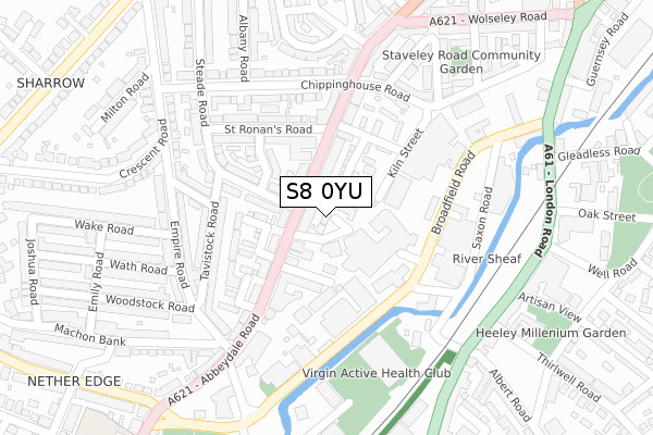 S8 0YU map - large scale - OS Open Zoomstack (Ordnance Survey)