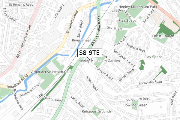 S8 9TE map - large scale - OS Open Zoomstack (Ordnance Survey)