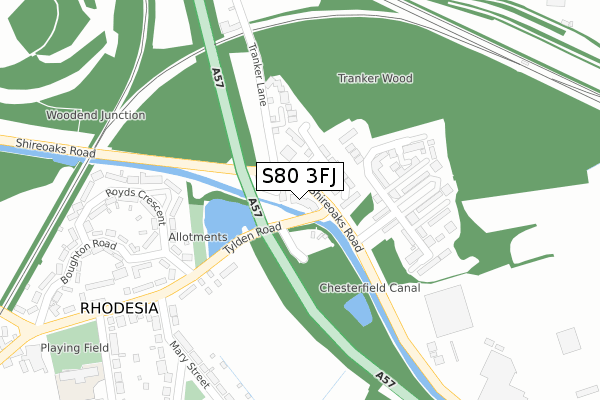 S80 3FJ map - large scale - OS Open Zoomstack (Ordnance Survey) S80 3FJ map - large scale - OS Open Zoomstack (Ordnance Survey)