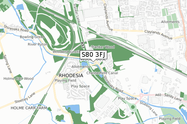 S80 3FJ map - small scale - OS Open Zoomstack (Ordnance Survey) S80 3FJ map - small scale - OS Open Zoomstack (Ordnance Survey)