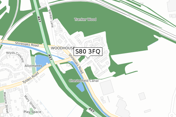 S80 3FQ map - large scale - OS Open Zoomstack (Ordnance Survey) S80 3FQ map - large scale - OS Open Zoomstack (Ordnance Survey)