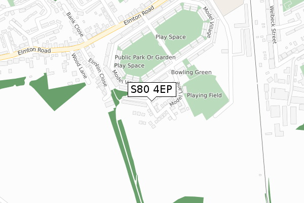 S80 4EP map - large scale - OS Open Zoomstack (Ordnance Survey)