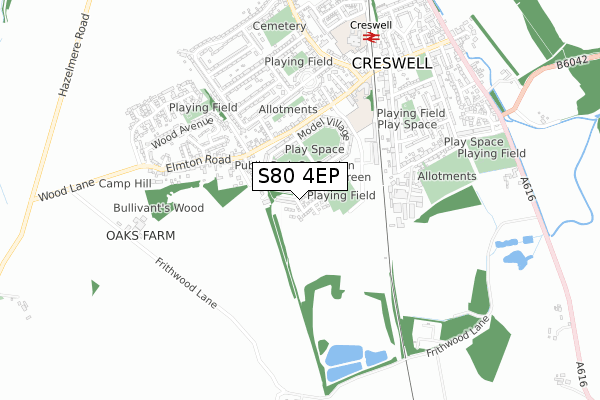 S80 4EP map - small scale - OS Open Zoomstack (Ordnance Survey)