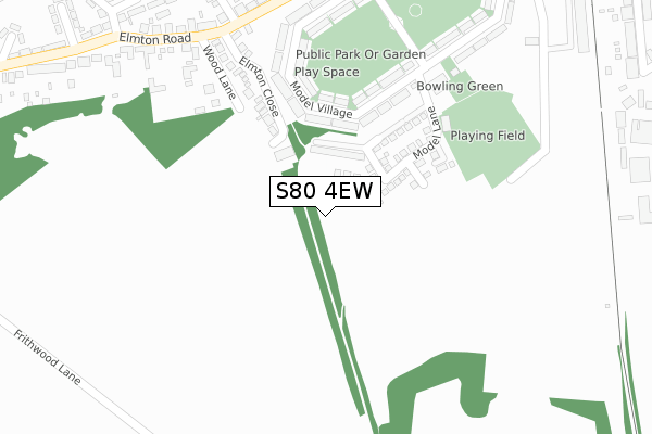 S80 4EW map - large scale - OS Open Zoomstack (Ordnance Survey)