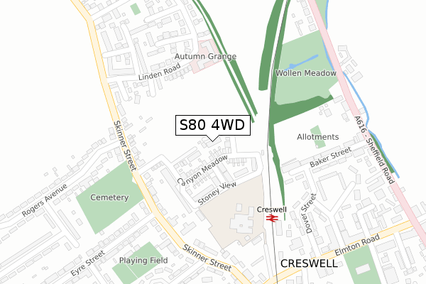 S80 4WD map - large scale - OS Open Zoomstack (Ordnance Survey)