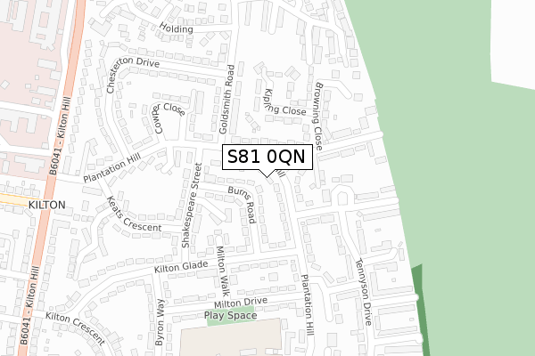 S81 0QN map - large scale - OS Open Zoomstack (Ordnance Survey)