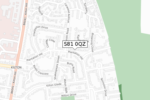 S81 0QZ map - large scale - OS Open Zoomstack (Ordnance Survey)