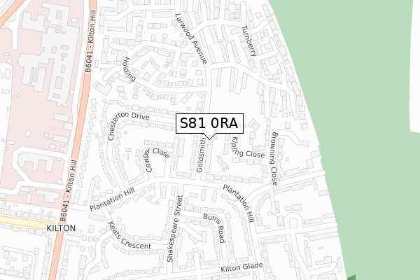 S81 0RA map - large scale - OS Open Zoomstack (Ordnance Survey)