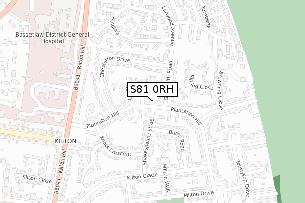 S81 0RH map - large scale - OS Open Zoomstack (Ordnance Survey)