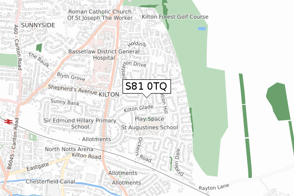 S81 0TQ map - small scale - OS Open Zoomstack (Ordnance Survey)