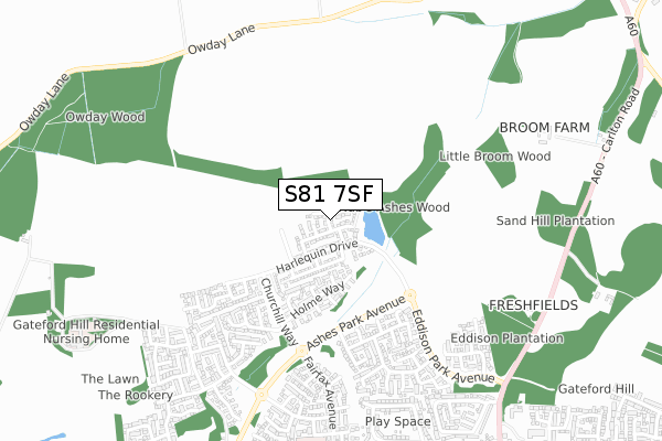 S81 7SF map - small scale - OS Open Zoomstack (Ordnance Survey)