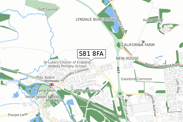 S81 8FA map - small scale - OS Open Zoomstack (Ordnance Survey)