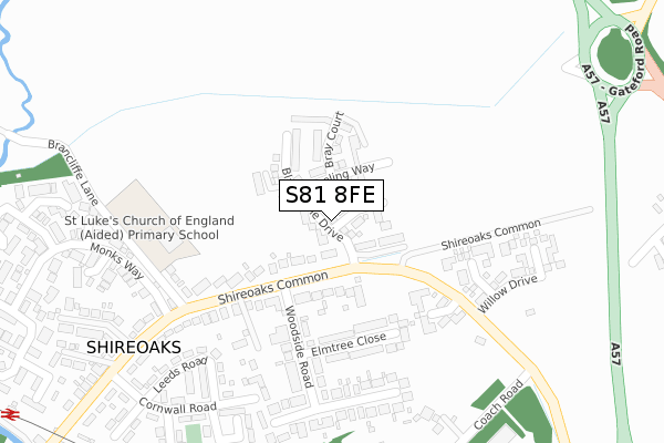 S81 8FE map - large scale - OS Open Zoomstack (Ordnance Survey)