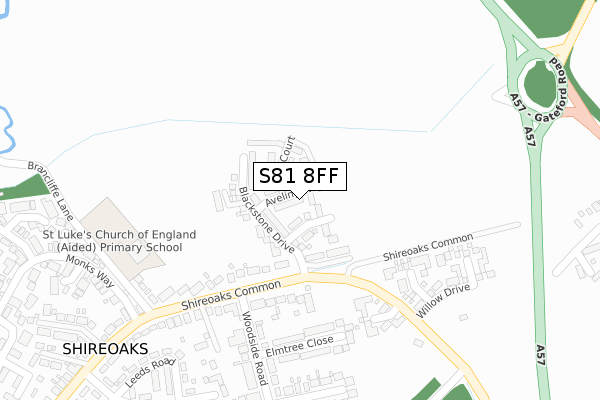 S81 8FF map - large scale - OS Open Zoomstack (Ordnance Survey)