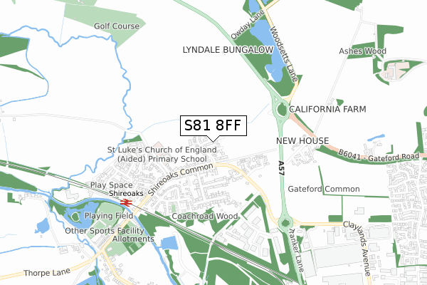 S81 8FF map - small scale - OS Open Zoomstack (Ordnance Survey)