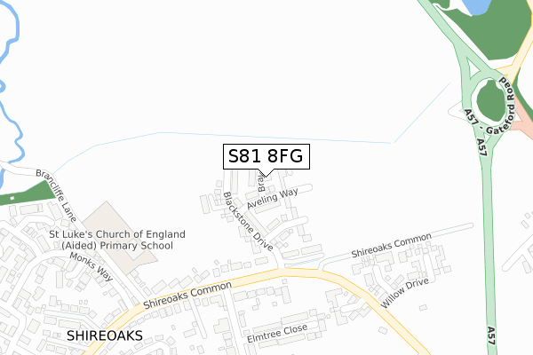 S81 8FG map - large scale - OS Open Zoomstack (Ordnance Survey)