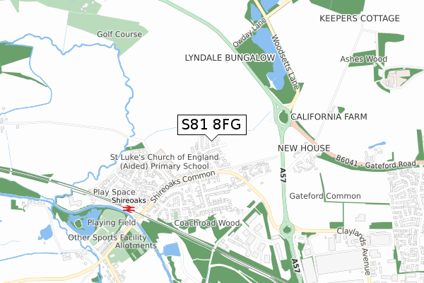 S81 8FG map - small scale - OS Open Zoomstack (Ordnance Survey)