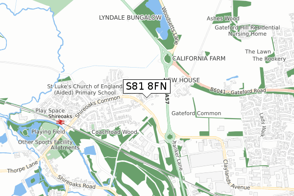S81 8FN map - small scale - OS Open Zoomstack (Ordnance Survey) S81 8FN map - small scale - OS Open Zoomstack (Ordnance Survey)