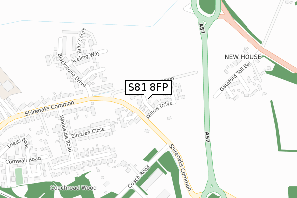 S81 8FP map - large scale - OS Open Zoomstack (Ordnance Survey)