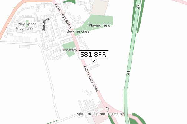 S81 8FR map - large scale - OS Open Zoomstack (Ordnance Survey)