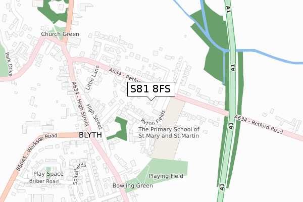 S81 8FS map - large scale - OS Open Zoomstack (Ordnance Survey)