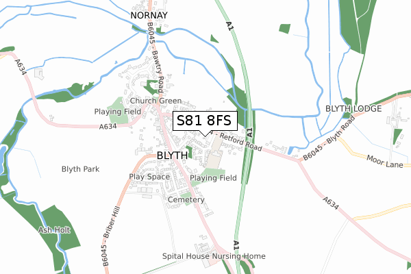 S81 8FS map - small scale - OS Open Zoomstack (Ordnance Survey)