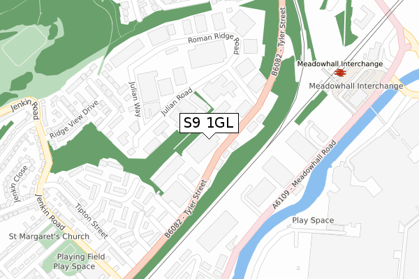 S9 1GL map - large scale - OS Open Zoomstack (Ordnance Survey)