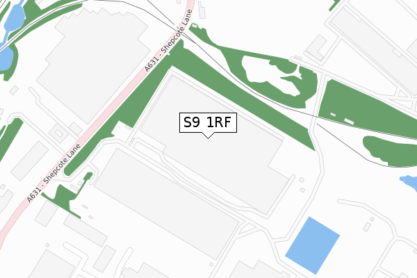 S9 1RF map - large scale - OS Open Zoomstack (Ordnance Survey)