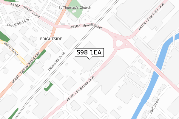 S98 1EA map - large scale - OS Open Zoomstack (Ordnance Survey)