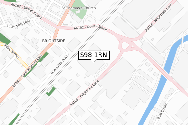 S98 1RN map - large scale - OS Open Zoomstack (Ordnance Survey)