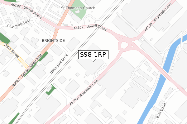 S98 1RP map - large scale - OS Open Zoomstack (Ordnance Survey)