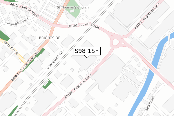 S98 1SF map - large scale - OS Open Zoomstack (Ordnance Survey)