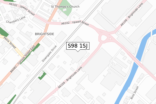 S98 1SJ map - large scale - OS Open Zoomstack (Ordnance Survey)