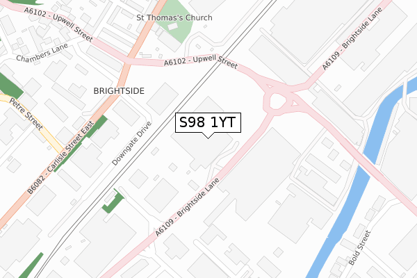 S98 1YT map - large scale - OS Open Zoomstack (Ordnance Survey) S98 1YT map - large scale - OS Open Zoomstack (Ordnance Survey)
