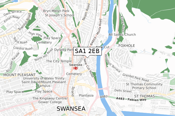 SA1 2EB map - small scale - OS Open Zoomstack (Ordnance Survey)