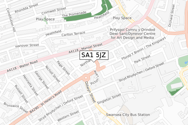 SA1 5JZ map - large scale - OS Open Zoomstack (Ordnance Survey) SA1 5JZ map - large scale - OS Open Zoomstack (Ordnance Survey)
