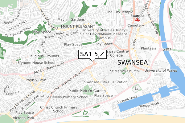 SA1 5JZ map - small scale - OS Open Zoomstack (Ordnance Survey) SA1 5JZ map - small scale - OS Open Zoomstack (Ordnance Survey)