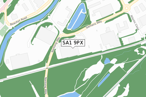 SA1 9PX map - large scale - OS Open Zoomstack (Ordnance Survey)