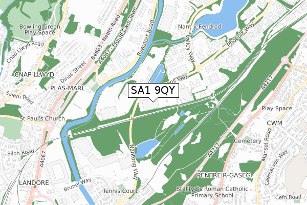 SA1 9QY map - small scale - OS Open Zoomstack (Ordnance Survey) SA1 9QY map - small scale - OS Open Zoomstack (Ordnance Survey)