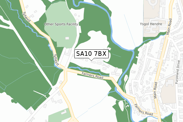 SA10 7BX map - large scale - OS Open Zoomstack (Ordnance Survey)