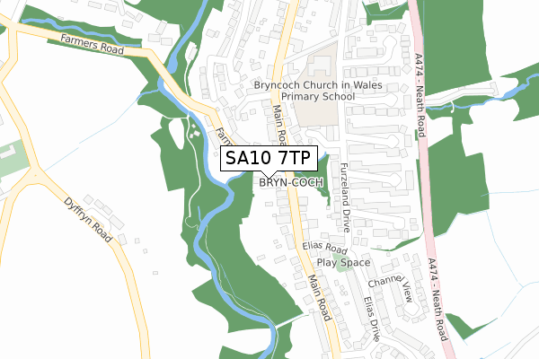 SA10 7TP map - large scale - OS Open Zoomstack (Ordnance Survey)